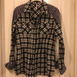 Free People Plaid Pintucked Shirt